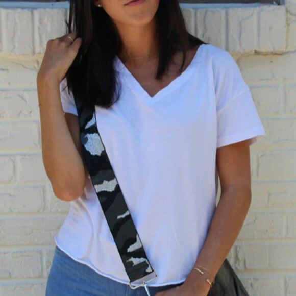 NEW! Ah•Dorned - messenger bag replacement strap. black and grey Camo - Picture 2 of 8